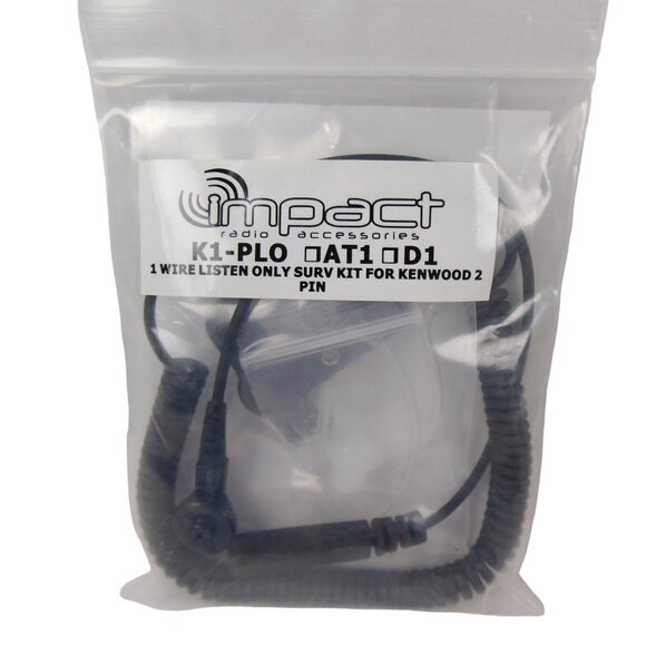Impact K1-PLO-AT1 Receive Only Earpiece w/ Acoustic Tube Kenwood 2-Pin - Picture 2 of 3
